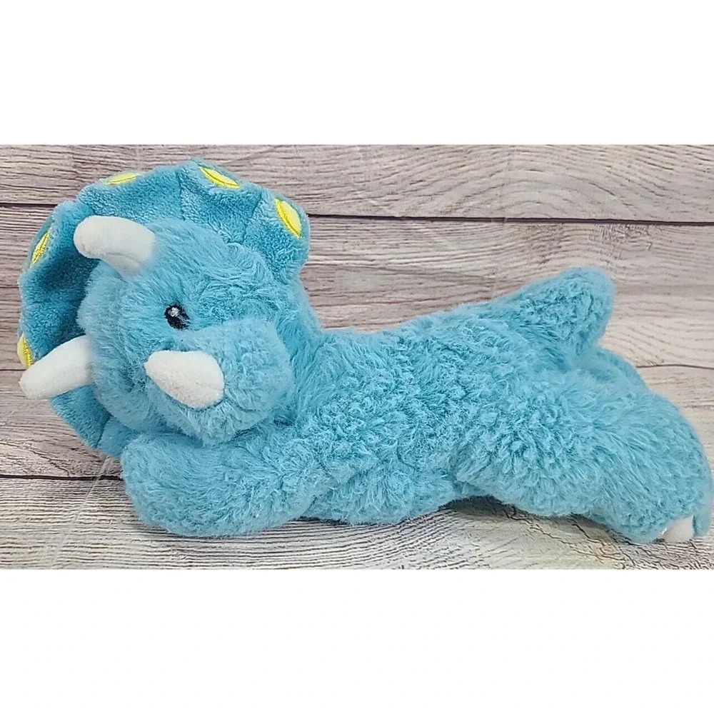 Little Miracles Plush Triceratops Dinosaur Stuffed Animal Toy Blue White 11"